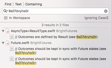 Xcode search panel